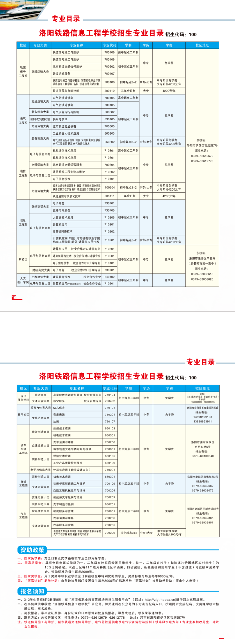 洛陽鐵路信息工程學(xué)校2023年招生計劃